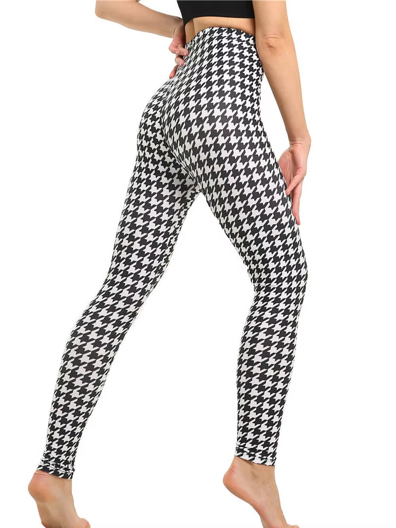 Houndstooth Print Leggins for Women 