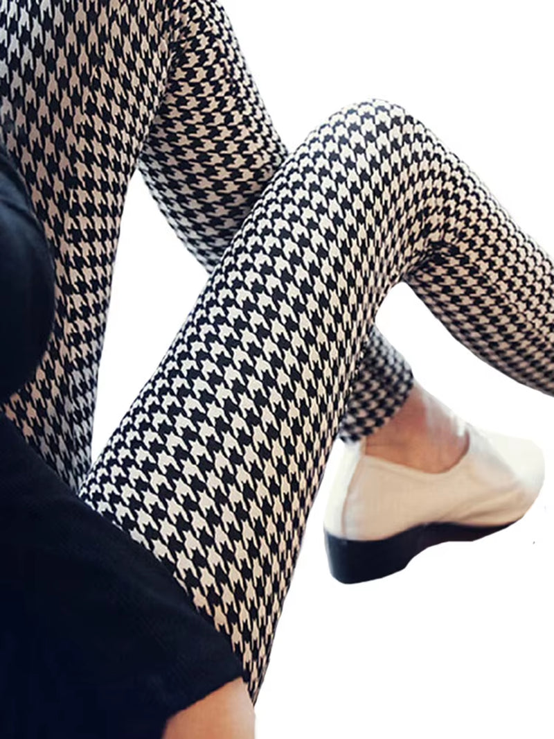 Houndstooth Print Leggins for Women 