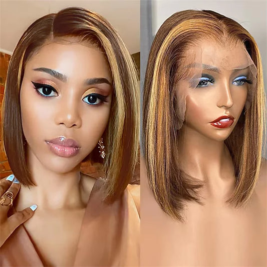 Highlight Wig Human Hair Bob Wig Short Straight Body Curly Bob Wig Lace Front Human Hair Wigs Piano Cheap Wig on Clearance Seal