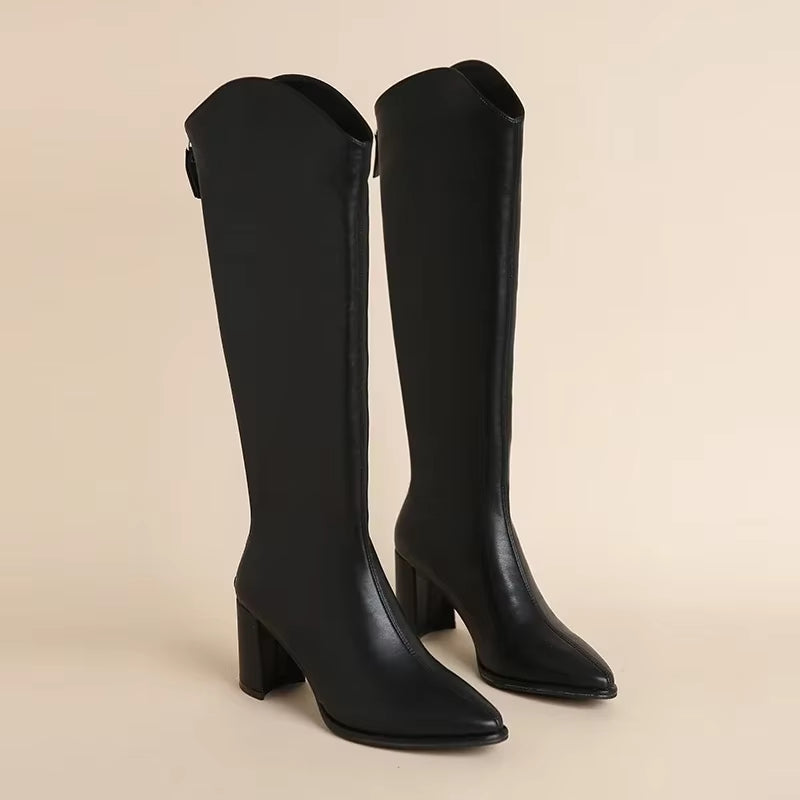 Thick High Heels boots -Black