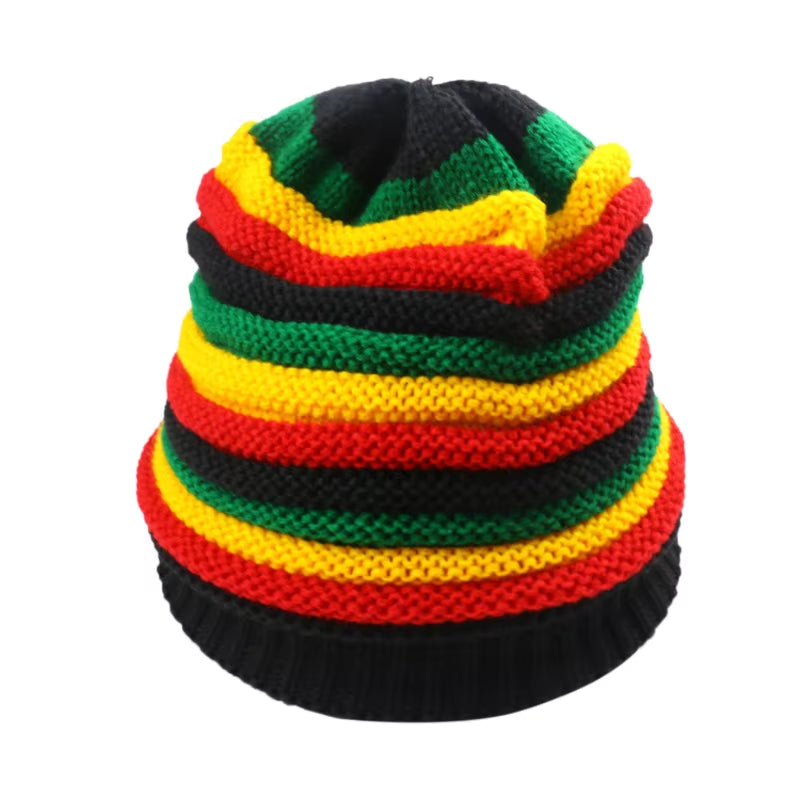 Winter Fashion | Bob Marley Jamaican Rasta Reggae Multi-Color Striped Beanie Hats for Men & Women - Unisex Hip Hop Style