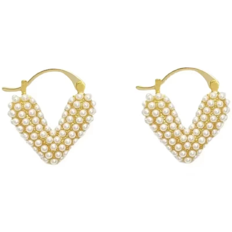 New Trend Pearl Heart Shaped Hoop Earrings | Unique, Elegant & Versatile Luxury Accessories for Women