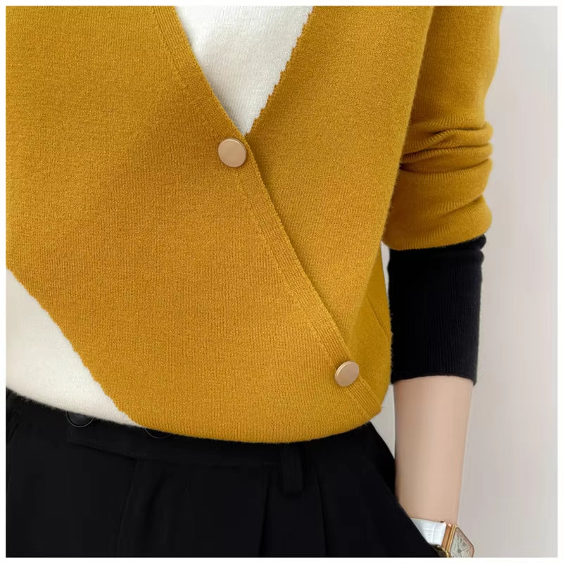 Womens Colorblock Cashmere Sweater 