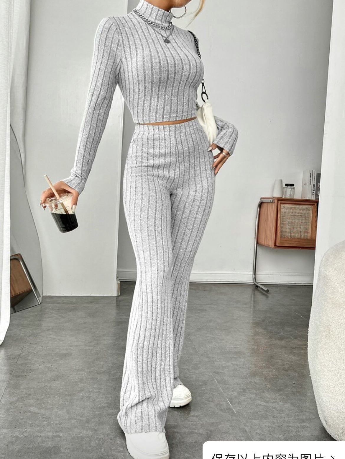 Grey Womens winter two piece set