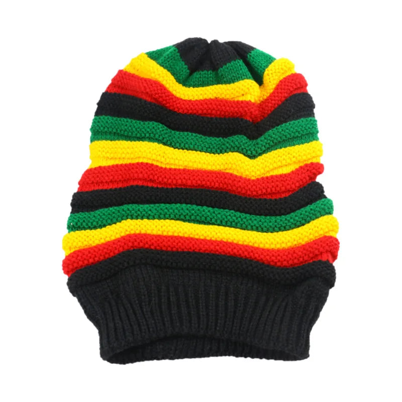 Winter Fashion | Bob Marley Jamaican Rasta Reggae Multi-Color Striped Beanie Hats for Men & Women - Unisex Hip Hop Style