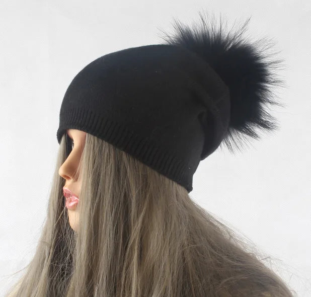  Warm Knitted Women Wool  Beanies Black