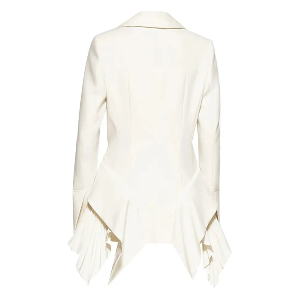 Elegant Irregular Pleated Ruffle Blazer – New Long Sleeve Jacket for Women, Fashion Trend Autumn 2024