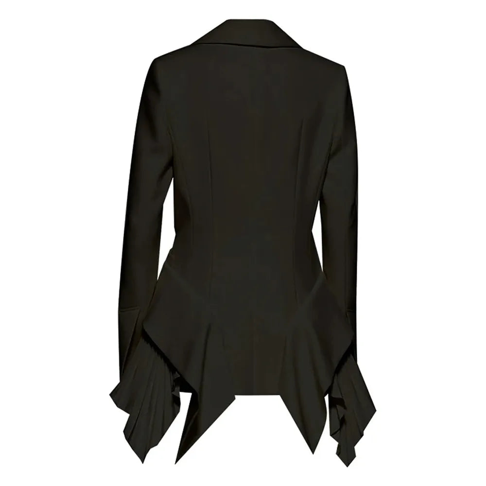 Elegant Irregular Pleated Ruffle Blazer – New Long Sleeve Jacket for Women, Fashion Trend Autumn 2024