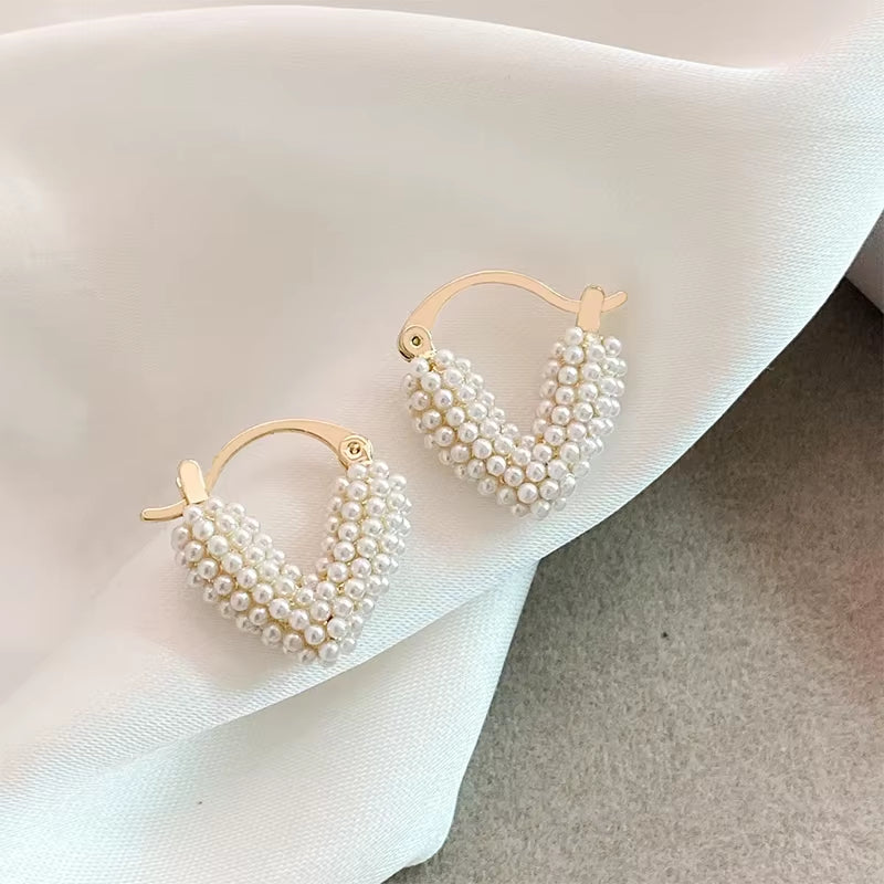 New Trend Pearl Heart Shaped Hoop Earrings | Unique, Elegant & Versatile Luxury Accessories for Women