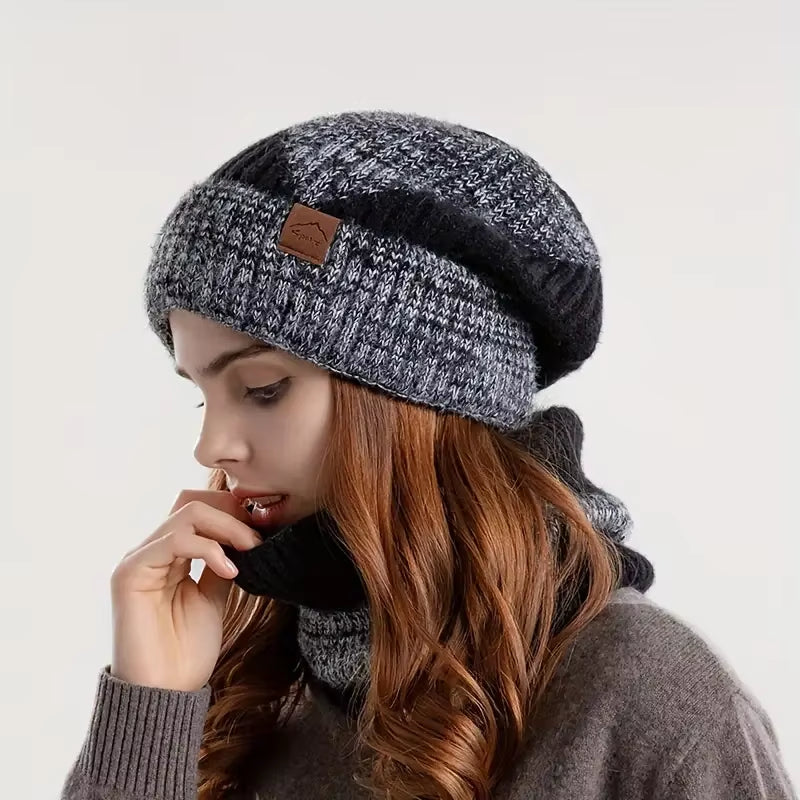  Women's  Two-Piece Knitted Hat Black 