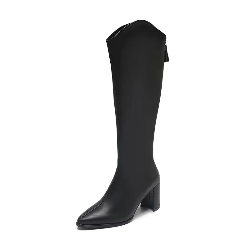 Thick High Heels boots -Black